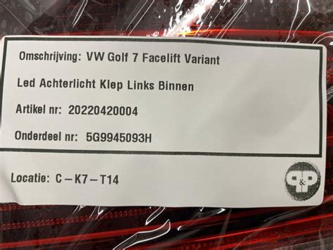 Vw Golf F L Variant Achterlicht Klep Links G H Polat Polat