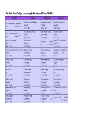 Farnborough Sixth Form Timetable - Fill Online, Printable, Fillable ...