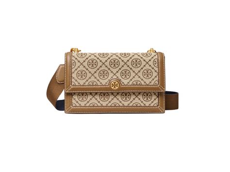 Sasom กระเป๋า Tory Burch T Monogram Jacquard Mini Shoulder Bag In Woven Jacquard With Brass