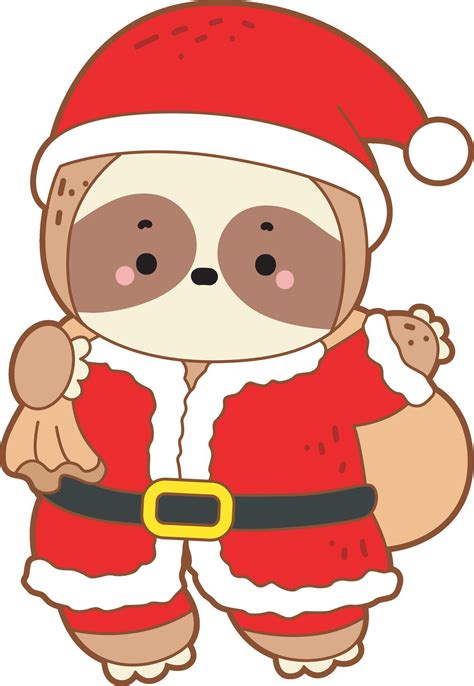 A baby sloth wearing santa claus costume. Cute sloth christmas version