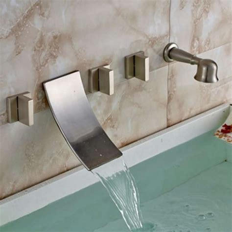 On Sale Now Large Selection Wall Mount Waterfall Tub Faucet Brushed Nickel Finish Brushed