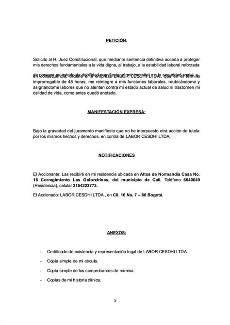 3 EJEMPLOS De Accion De Tutela Por Trabajo 2025