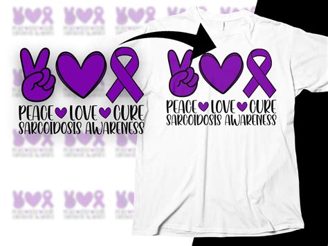 Sarcoidosis Awareness Svg Png Peace Love Cure Svg Purple Etsy