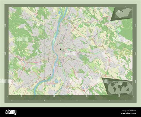 Budapest, capital city of Hungary. Open Street Map. Locations of major ...