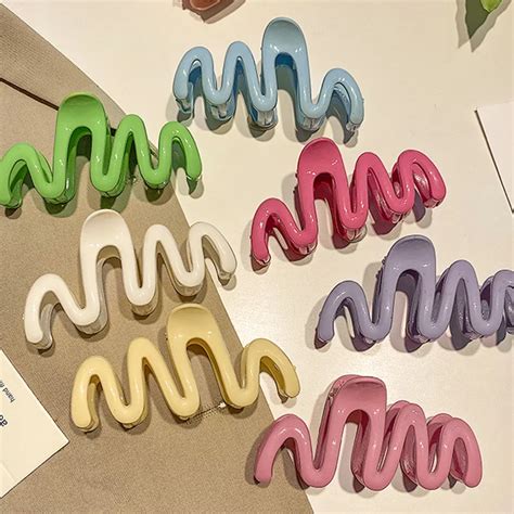 Dopamine Colorful Wave Line Back Head Hair Claw Hair Claw Clip Jelly