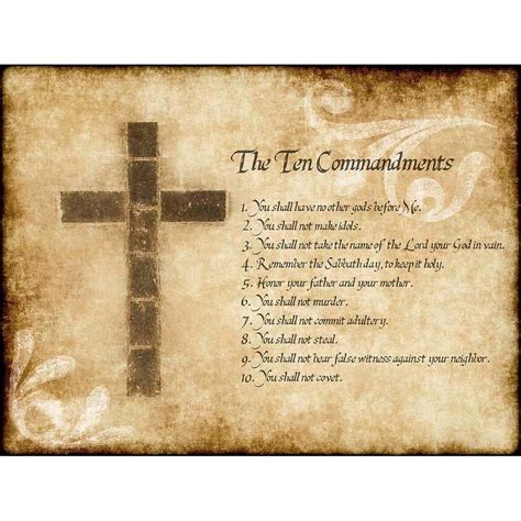 The Ten 10 Commandments Cross Christian Religious Bible Quote ...