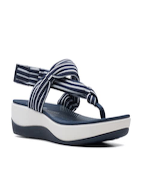 Buy Clarks Navy Blue Printed Comfort Sandals - Heels for Women 17312474 ...