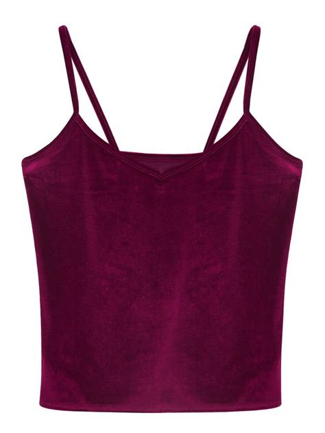 Purple V Neck Velvet Cropped Cami Top Cropped Cami Cami Crop Top Cami Tops