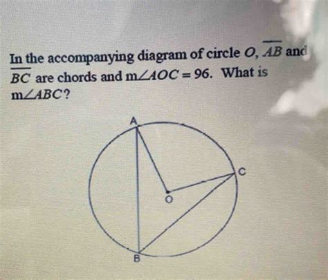 Solved In The Accompanying Diagram Of Circle O Overline Ab And