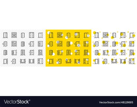 Entrance Line Icons Open Door Building Entry Vector Image