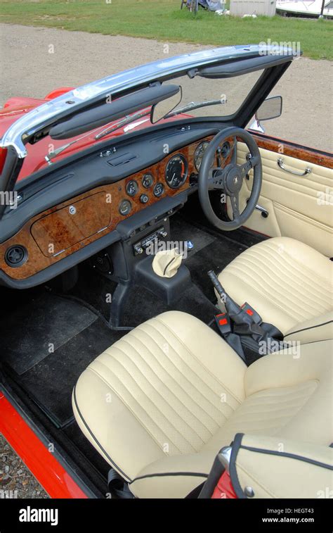 Convertible Red Triumph Tr5 Interior With Top Down Stock Photo Alamy