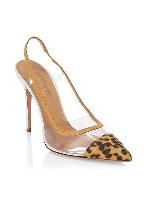 Shop Aquazzura Temptation Leopard Print Suede And Pvc Point Toe