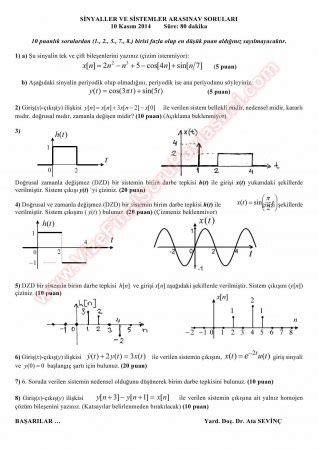 Sinyaller Ve Sistemler Vize Soruları Ve Çözümleri 2014 Vize ve