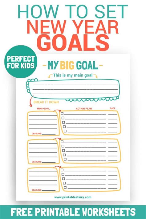 Goal Setting Printable Worksheets For Kids And Adults Goal Setting