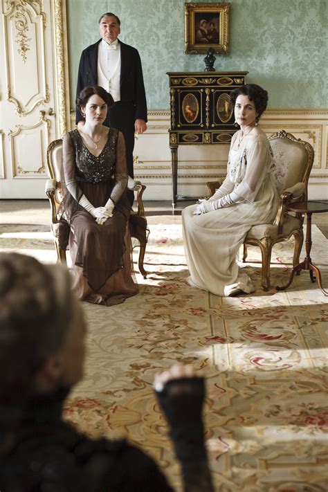 Downton Abbey Lady Mary Crawley And Countess Cora Crawley With Charles Carson Downton Abbey