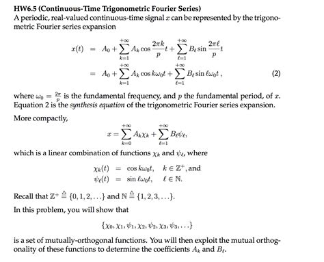 Solved Hw Continuous Time Trigonometric Fourier Series Chegg