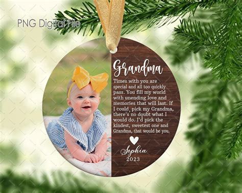 Grandma Ornament PNG, Grandma Christmas Ornament With Photo Ornament ...