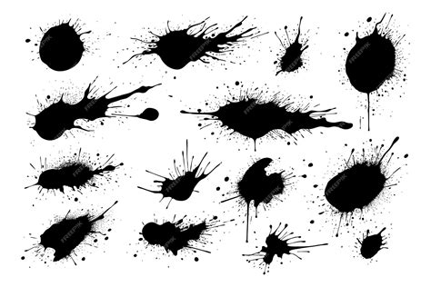 Free Vector Set Of Black Flat Design Ink Splash Element