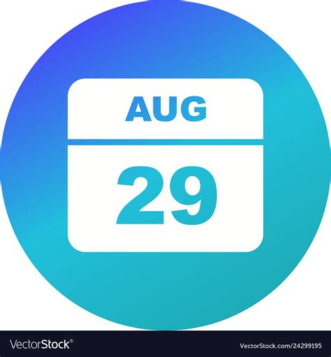 August 29th Date On A Single Day Calendar Vector Image