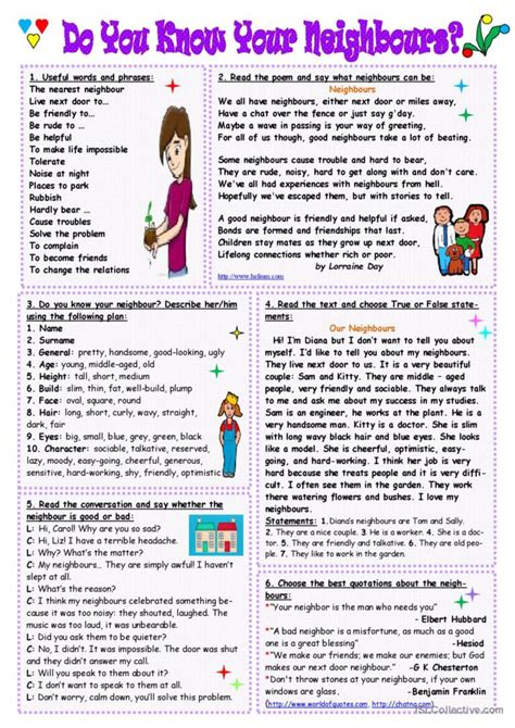 Do You Know Your Neighbours English ESL Worksheets Pdf Doc