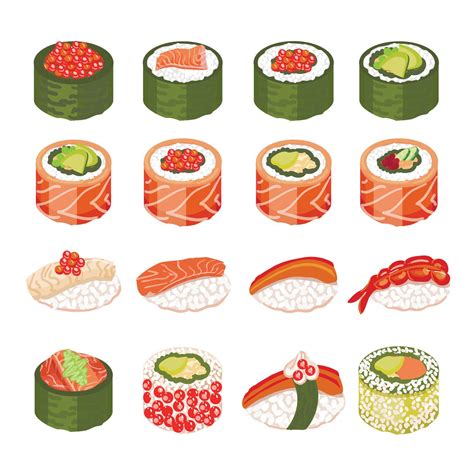 Sushi Roll Icon Cartoon Vector Soy Sauce 12407316 Vector Art At Vecteezy