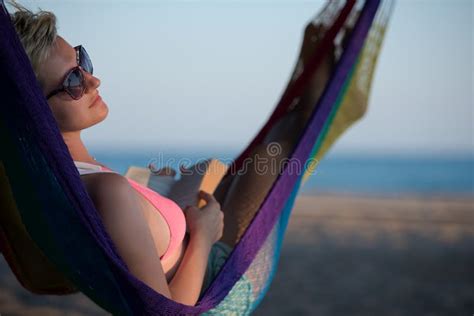 Relaxed Woman Laying In Hammock Stock Image Image Of Person Lying