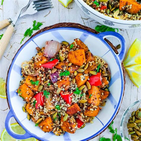 Roasted Pumpkin Quinoa Salad Pumpkin Spice Dressing Go Healthy Ever