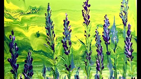 Fluid Acrylic Technique Finger Swiping And No Brush Lavender Flowers