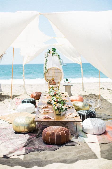 Tulum Inspired Boho Beach Birthday Party Featuring Tropical Flowers Patterned Floor Pillows