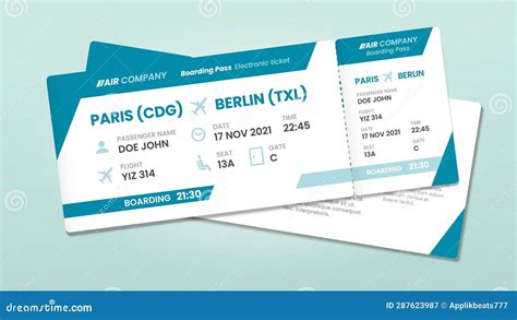 Two Airline Tickets Airplane Boarding Ticket With Passenger Name