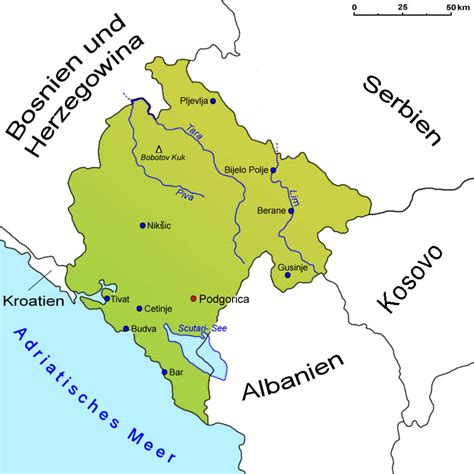 Montenegro Geografie Landkarte Länder Montenegro Goruma