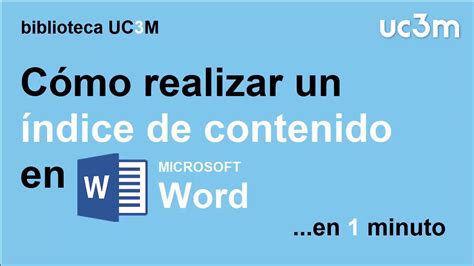 C Mo Hacer Un Ndice Autom Tico De Contenidos En Word Youtube