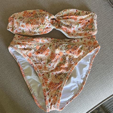 Bydee Swim Queen Orange Floral Bikini Both Size Depop