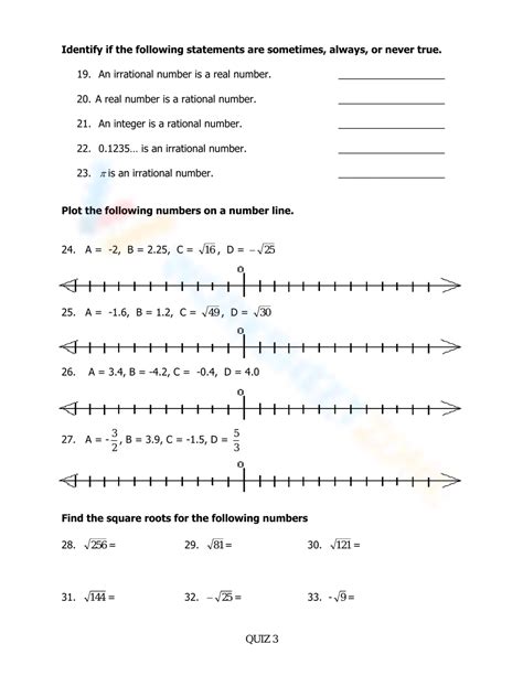 The Real Number System Worksheet