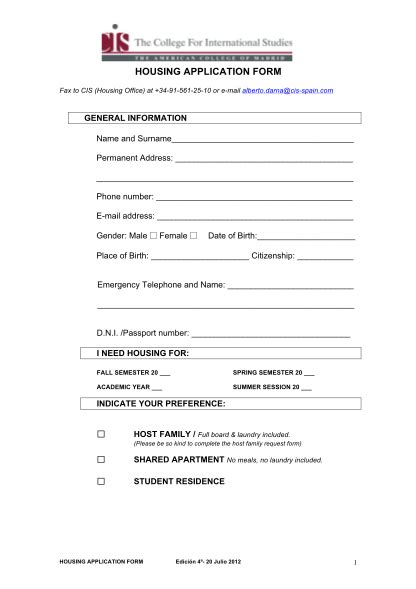 20 Housing Application Form Online Free To Edit Download And Print Cocodoc