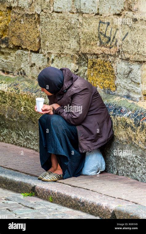 Female Street beggar in Riga Latvia Stock Photo - Alamy