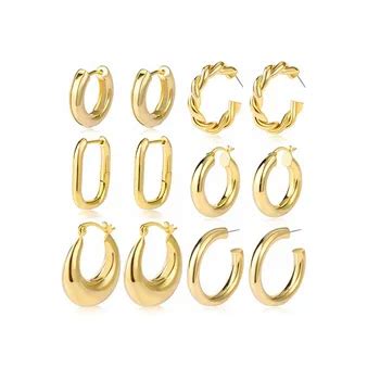 High Quality K Gold Plated Chunky Hoop Earrings For Women