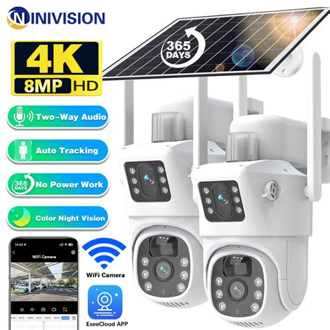 C Mara Solar Wifi De Doble Lente Cctv De Seguridad Inal Mbrica Mp Hd