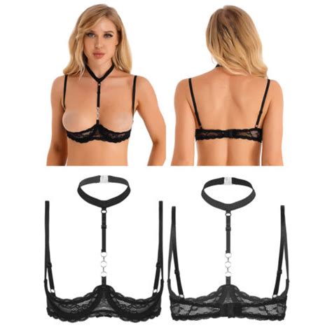 Damen Sexy Hebe Bh Push Up Neckholder B Stenhebe Dessous Spitzen B Gel