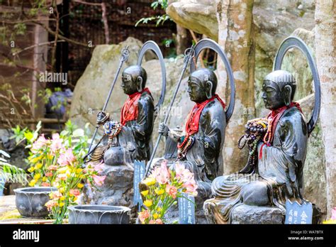 Japan Miyajima Daisho In Temple Line Of Three Jizo Bosatsu Stone