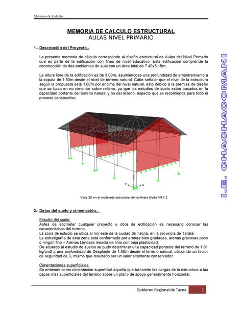 Memoria Calculo Aula Memoria De Calculo Estructural Aulas Nivel