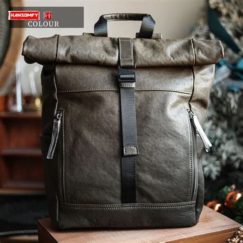 Mochila De Piel Aut Ntica Para Hombre Morral Escolar Moderno Para