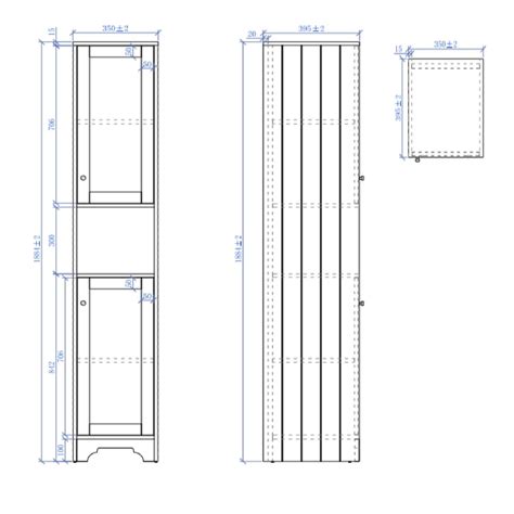 Grade A3 Traditional Tall Boy Bathroom Cabinet Doors And Shelves Matt Blue Baxenden