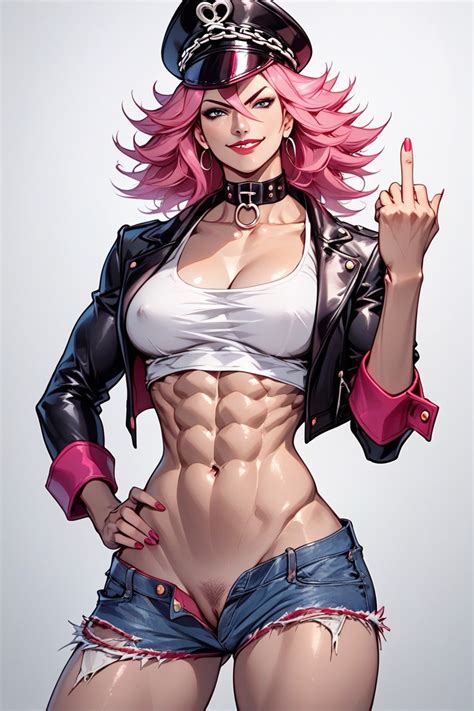 Black Jacket Raising Middle Finger Pink Hair Ai Porn