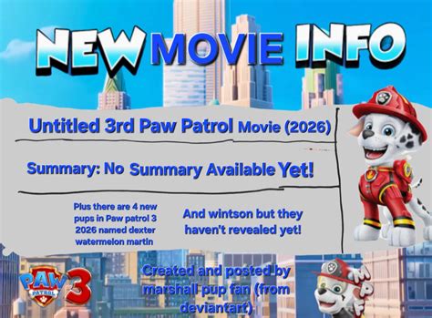 Paw Patrol 3rd Movie 2026 New Info By Mpf By Jennifermcafee On Deviantart