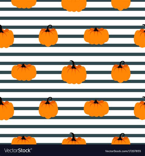 Halloween Pumpkin Seamless Striped Pattern Vector Image