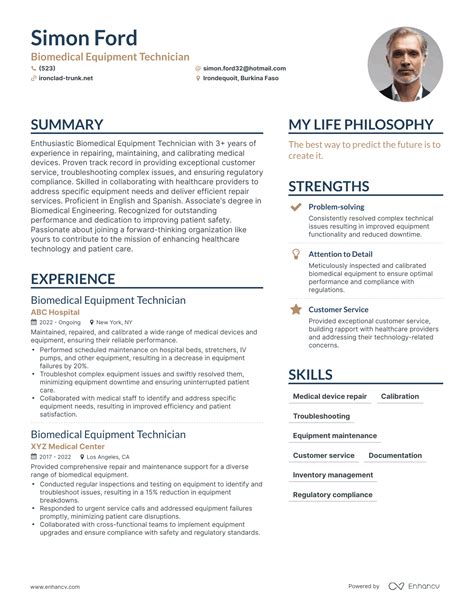 3 Successful Biomedical Equipment Technician Resume Examples And ...