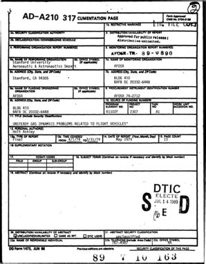 Fillable Online Dtic AD A2 10 317 CUMENTTIN PAGE OfWorm Dtic Fax