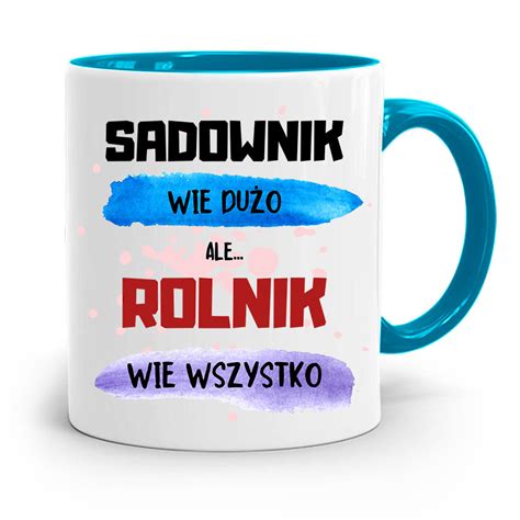 DLA ROLNIKA KUBEK BŁĘKITNY ROLNIK WIE WSZYSTKO z Nadrukiem ze Zdjęciem