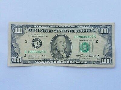 1985 $100 100 Hundred Dollar Bill, Federal Reserve Note, Serial ...